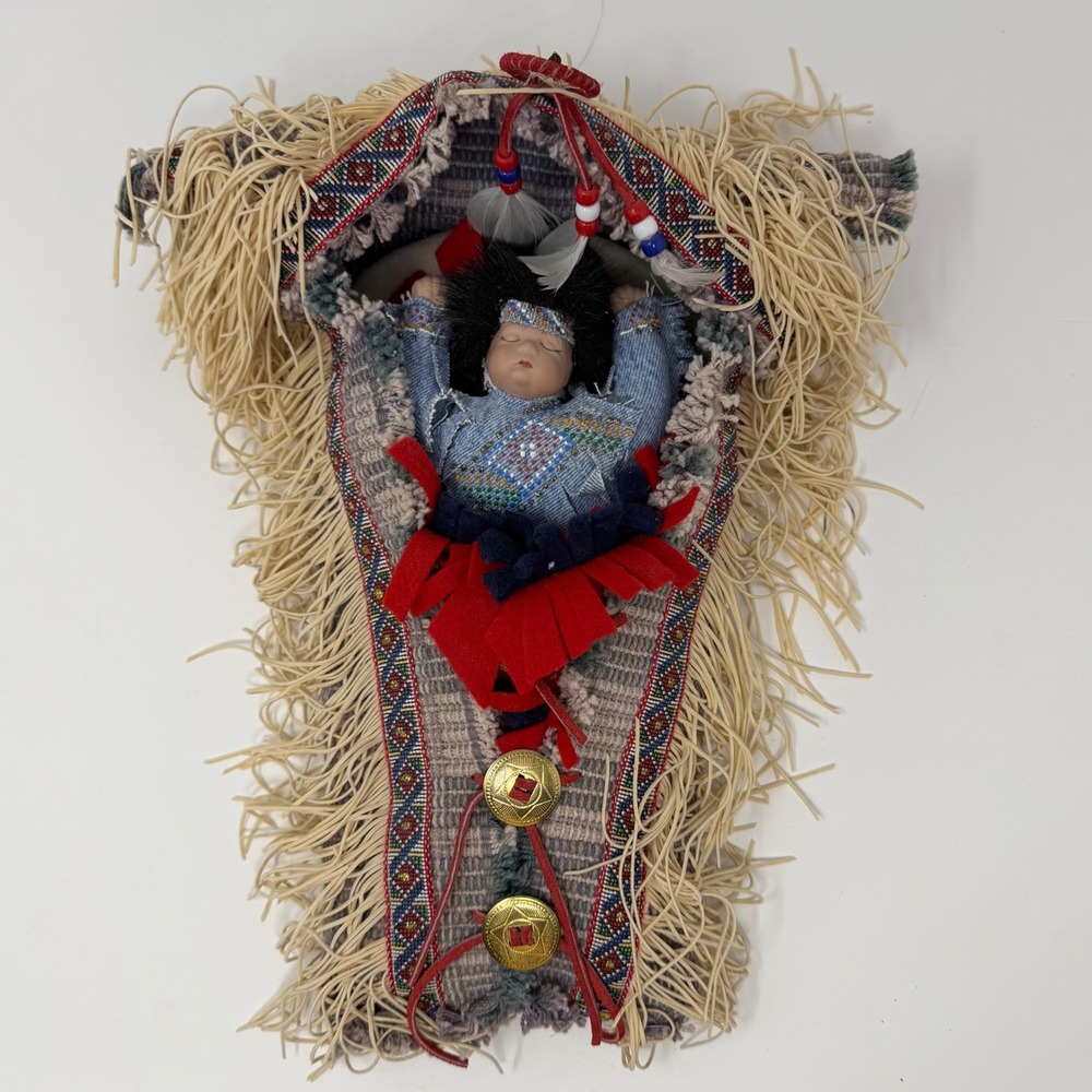 Native American Indian Baby Doll Cradleboard Dream Catcher